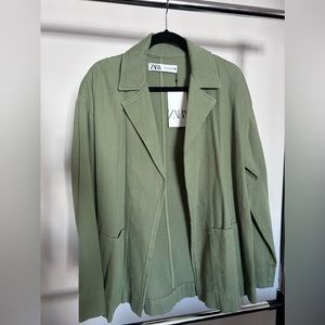 Zara open front denim blazer